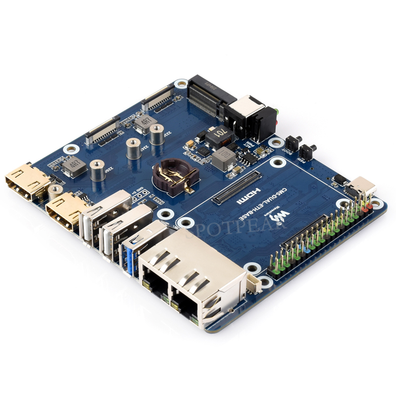 Raspberry Pi CM5 Gigabit/2.5G Dual Ethernet Expansion Board with RJ45 GPIO IO Base