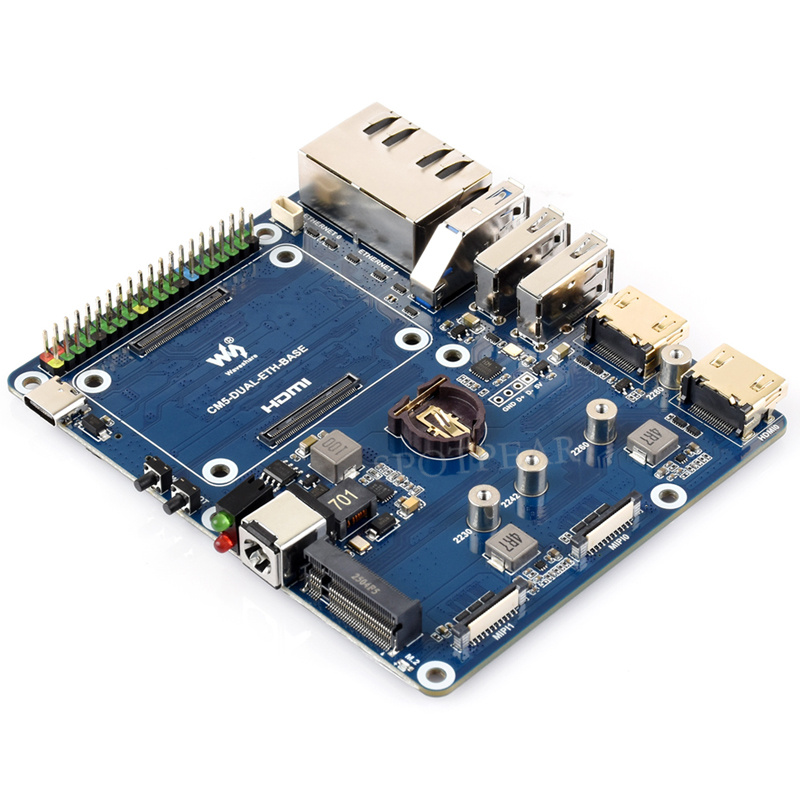 Raspberry Pi CM5 Gigabit/2.5G Dual Ethernet Expansion Board with RJ45 GPIO IO Base