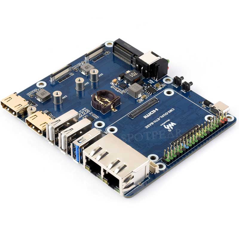 Raspberry Pi CM5 Gigabit/2.5G Dual Ethernet Expansion Board with RJ45 GPIO IO Base
