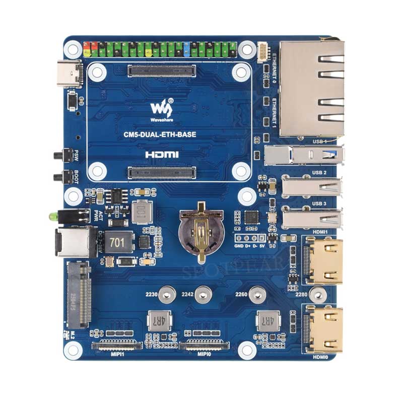 Raspberry Pi CM5 Gigabit/2.5G Dual Ethernet Expansion Board with RJ45 GPIO IO Base
