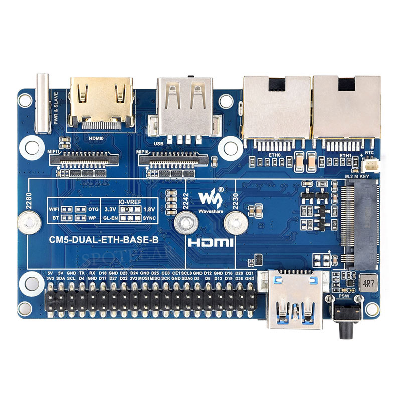 Raspberry Pi CM5 Gigabit 2.5G Dual Ethernet Ports Expansion Board RJ45 4K Output