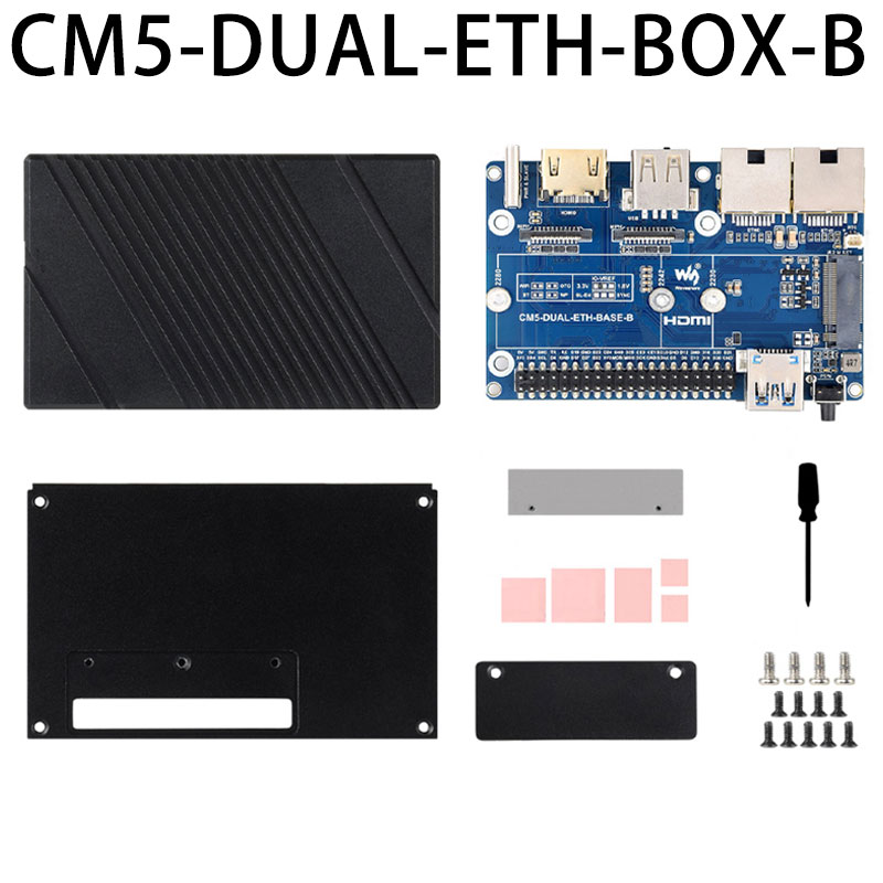 Raspberry Pi CM5 Gigabit 2.5G Dual Ethernet Ports Expansion Board RJ45 4K Output