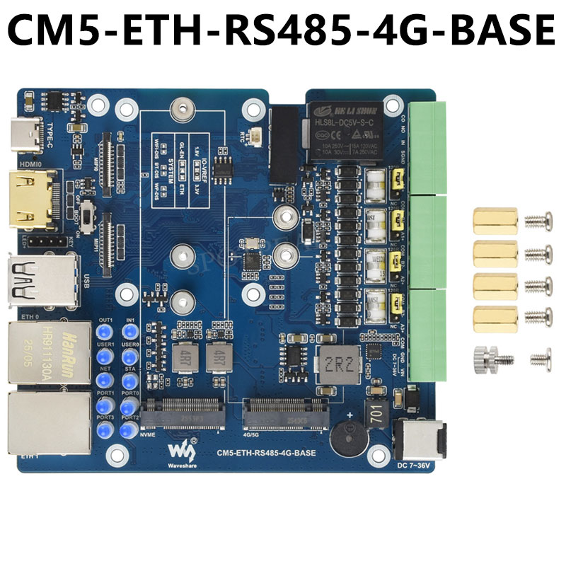 Raspberry Pi CM5 RS485 4G/5G Dual Ethernet Port ETH Gigabit/2.5G Expansion Board