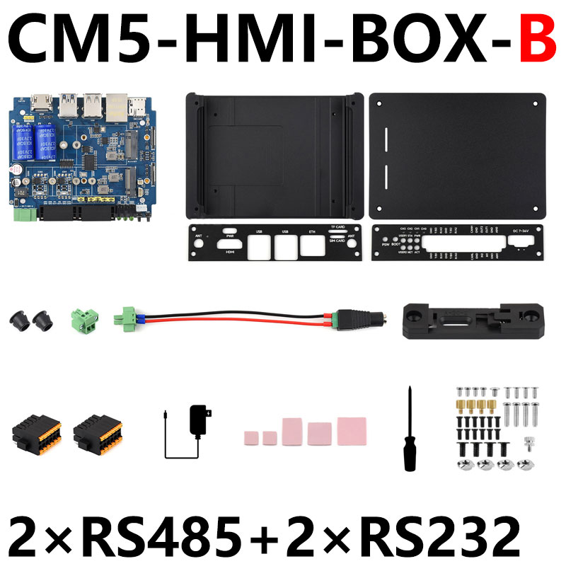 Raspberry Pi CM5 Gigabit Ethernet Port Industrial Computer with RJ45 Aluminum Alloy Radiating Case