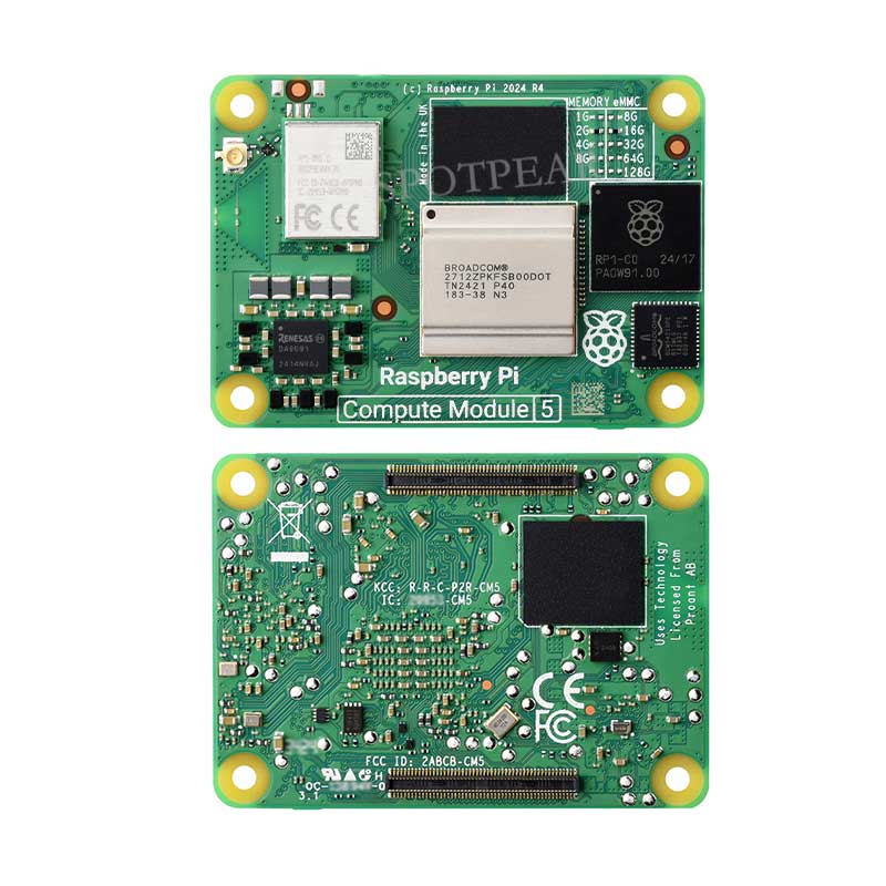 Raspberry Pi Compute Module 5 CM5 Cortex A76 BCM2712 With/Without Wi-Fi RAM 2/4/8/16GB eMMC Lite/8/16/32/64GB