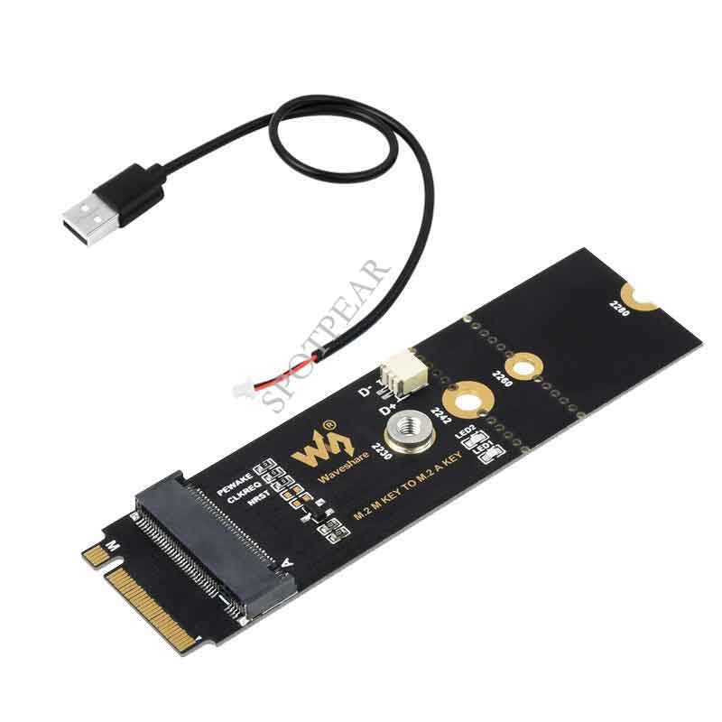 Raspberry Pi Compute Module 4 CM4 M.2 M KEY To A KEY Adapter, for PCIe Devices, USB Bluetooth
