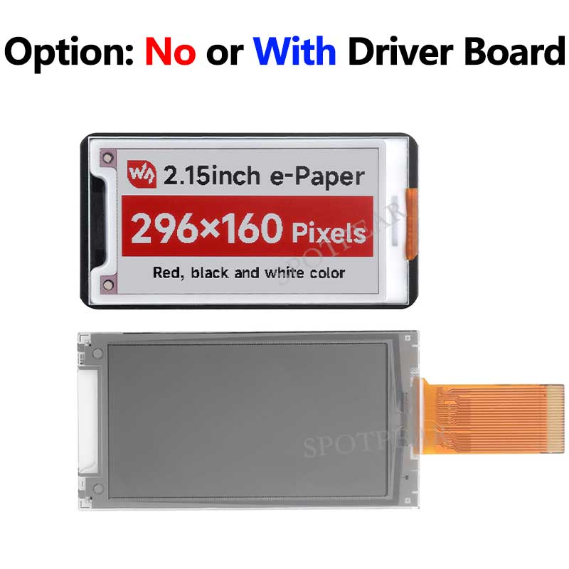 2.15 inch e-Paper HAT+ B E-Ink Red/Black/White 296×160 Screen Display For Arduino /Raspberry Pi /Jetson Nano /STM32