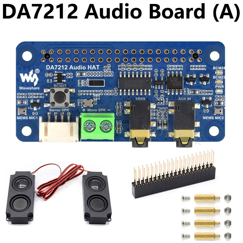 Raspberry Pi DA7212 I2S Audio For XiaoZhi AI Expansion Board Dul-mic Free-Driver For PI5/PI4/Zero