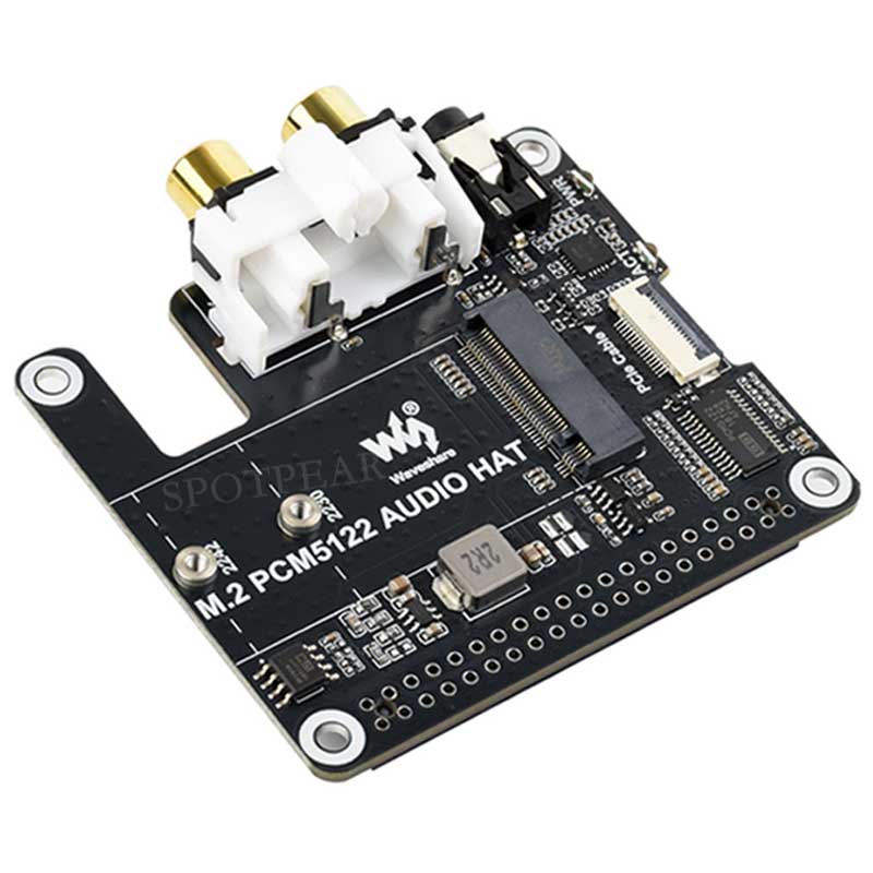 Raspberry Pi 5 PCIe to M.2 NVME and PCM5122 I2S DAC HIFI Expansion Board Driver-Free