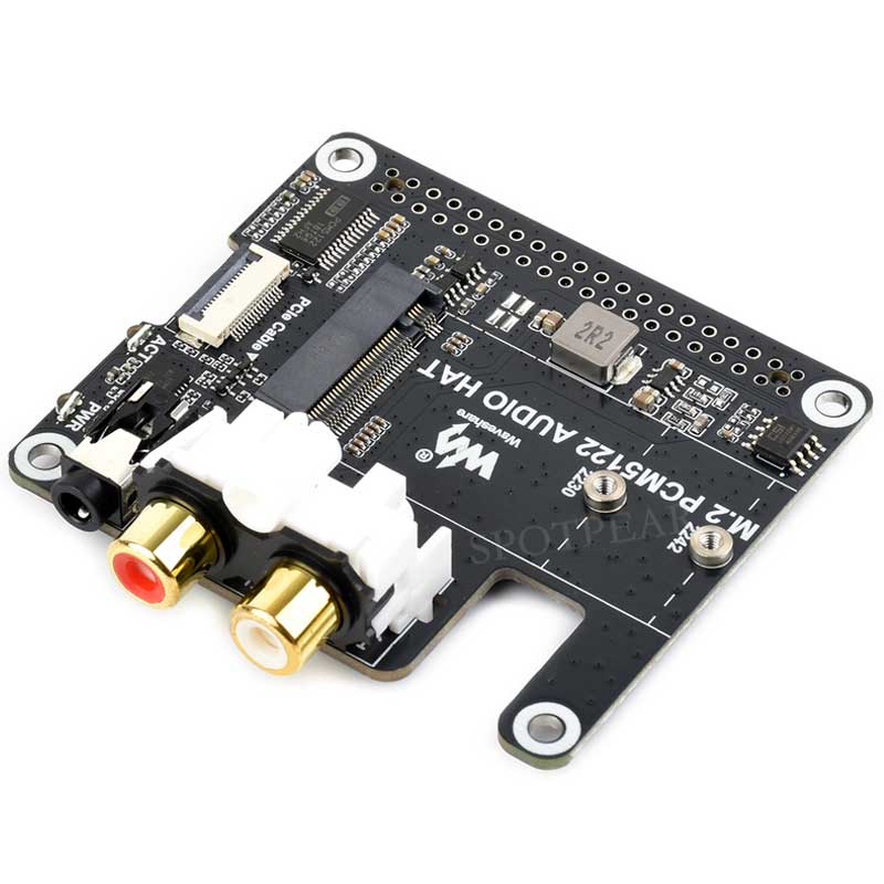 Raspberry Pi 5 PCIe to M.2 NVME and PCM5122 I2S DAC HIFI Expansion Board Driver-Free