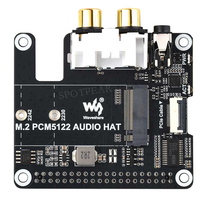Raspberry Pi 5 PCIe to M.2 NVME and PCM5122 I2S DAC HIFI Expansion Board Driver-Free