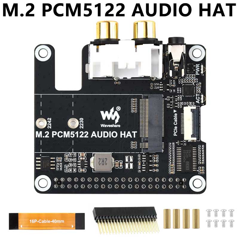 Raspberry Pi 5 PCIe to M.2 NVME and PCM5122 I2S DAC HIFI Expansion Board Driver-Free
