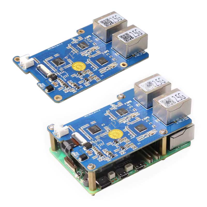 MP2.5GD Raspberry Pi 5 PCIe to Dual 2.5G Double Ethernet HAT Pi5 RTL8125