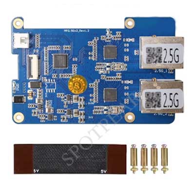 MP2.5GD Raspberry Pi 5 PCIe to Dual 2.5G Double Ethernet HAT Pi5 RTL8125