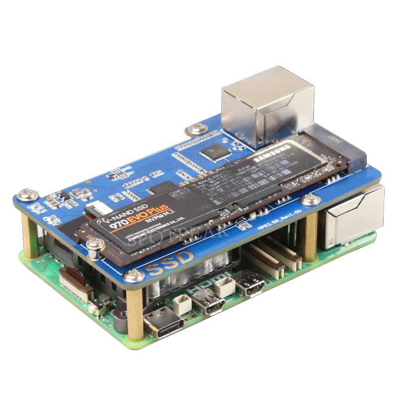 MPS2.5G Raspberry Pi 5 PCIe to NVME SSD And 2.5G Ethernet RJ45 HAT RTL8125 2280 2242 2230