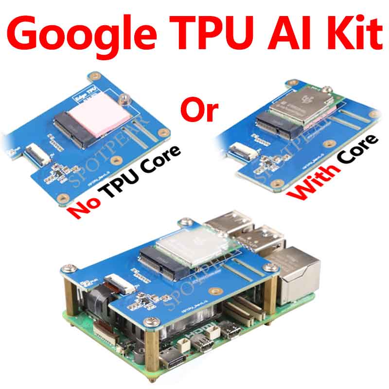 MPTPU Raspberry Pi 5 TPU AI Kit 2TOPS PCIe to TPU HAT Pi5 For Google Coral Edge TPU