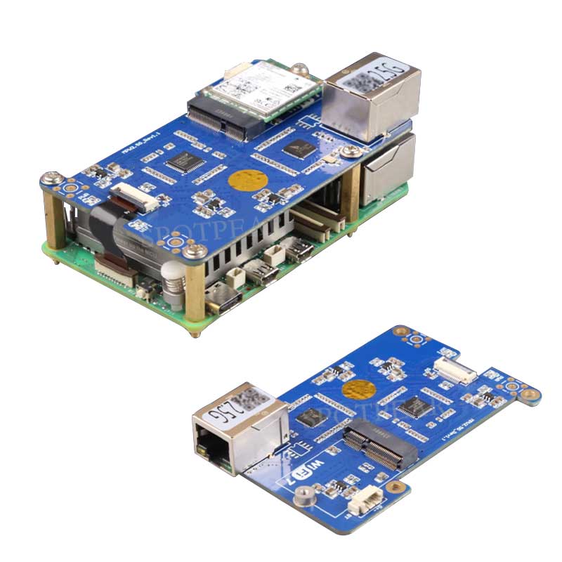 MPW2.5G Raspberry Pi 5 PCIe to WiFi 7 And 2.5G Ethernet RJ45 HAT M.2 E KEY RTL8125 For WiFi7 WiFi6 WiFi5