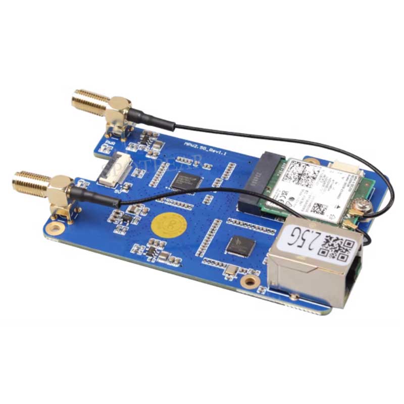 MPW2.5G Raspberry Pi 5 PCIe to WiFi 7 And 2.5G Ethernet RJ45 HAT M.2 E KEY RTL8125 For WiFi7 WiFi6 WiFi5