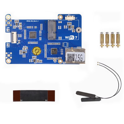 MPW2.5G Raspberry Pi 5 PCIe to WiFi 7 And 2.5G Ethernet RJ45 HAT M.2 E KEY RTL8125 For WiFi7 WiFi6 WiFi5