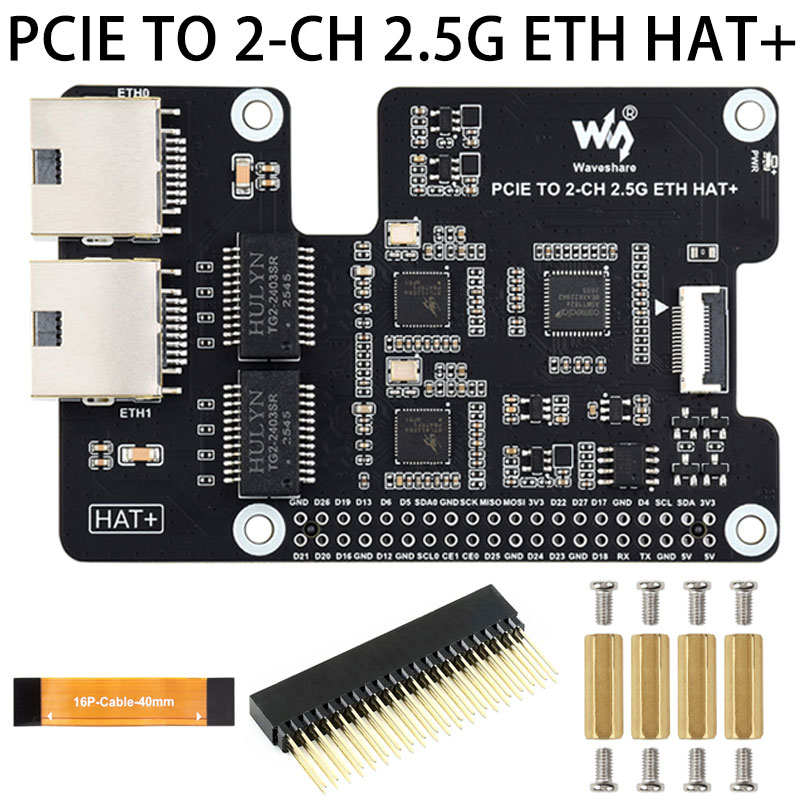 Raspberry Pi 5 PCIe to Dual 2.5G Ethernet Adapter Board - Driver-Free