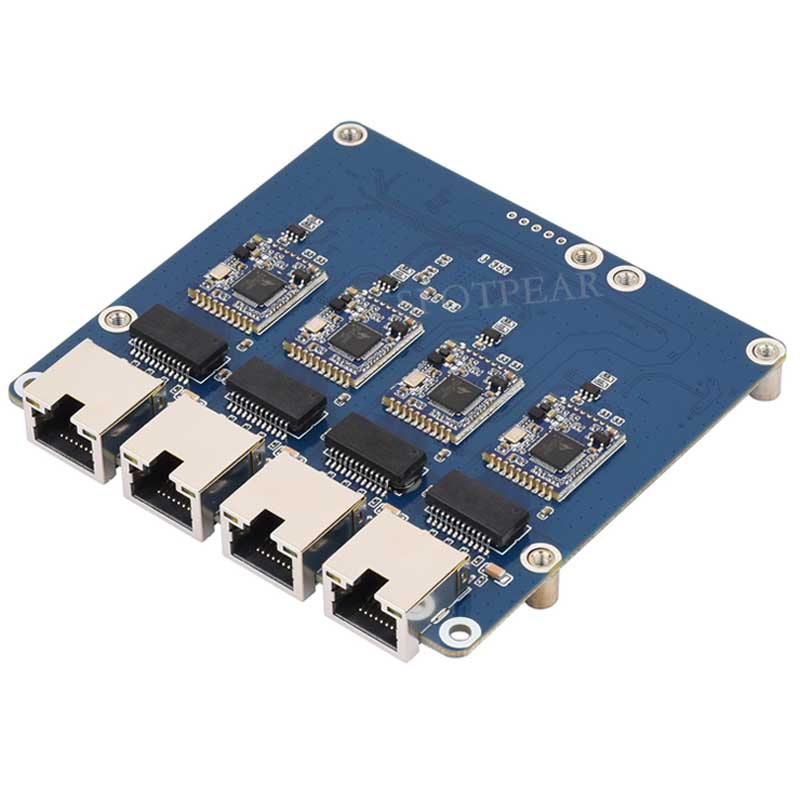 Raspberry Pi 5 PCIe to 4 Port 2.5G Gigabit Ethernet Adapter RJ45 Ports