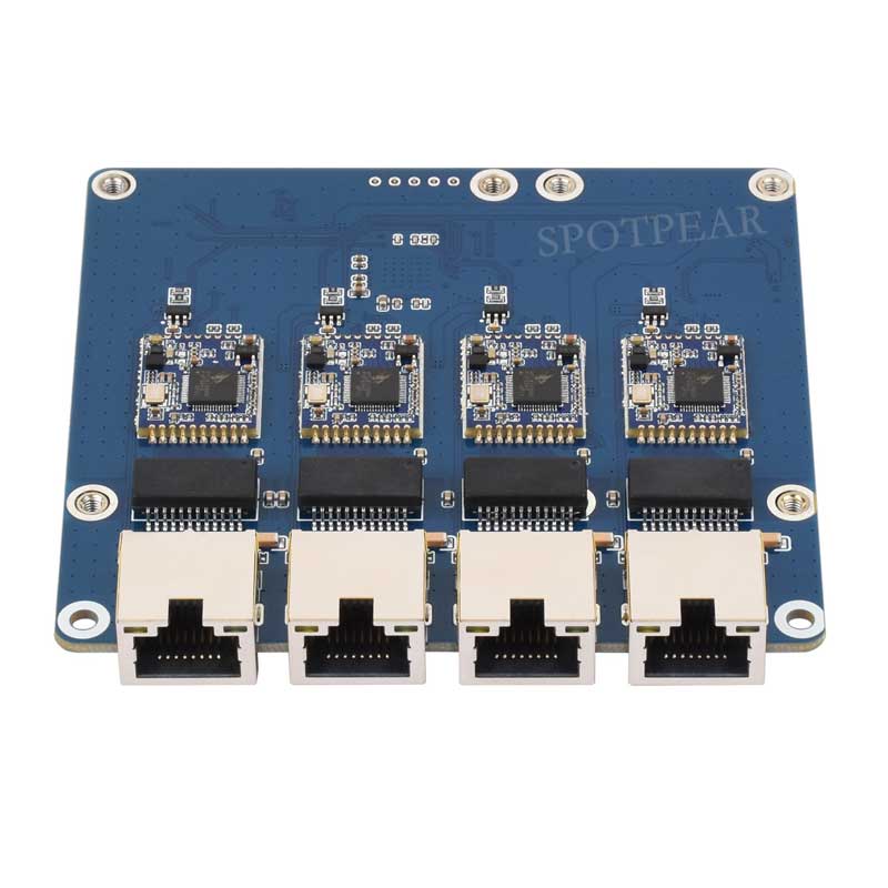 Raspberry Pi 5 PCIe to 4 Port 2.5G Gigabit Ethernet Adapter RJ45 Ports