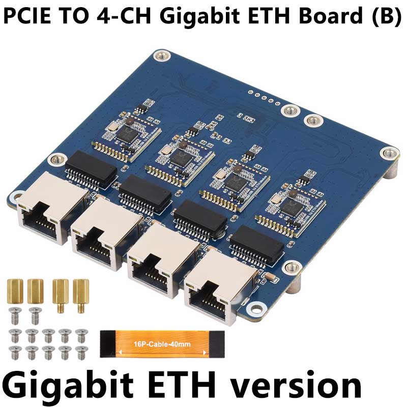 Raspberry Pi 5 PCIe to 4 Port 2.5G Gigabit Ethernet Adapter RJ45 Ports
