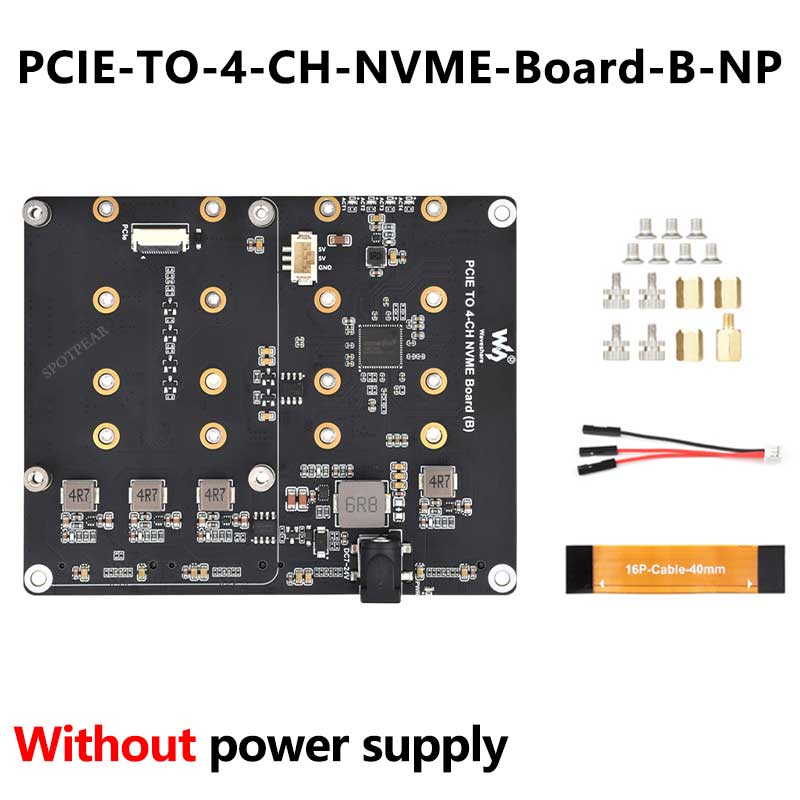 Raspberry Pi 5 PCIe to 4-CH M.2 NVMe 4-Ports SSD Board HAT Pi5 Four-Times