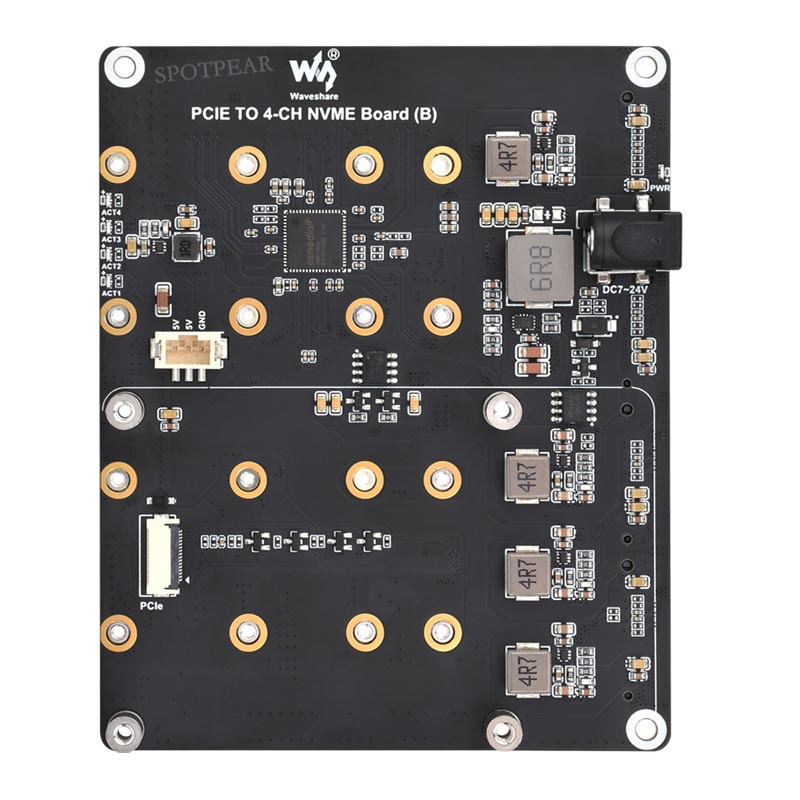 Raspberry Pi 5 PCIe to 4-CH M.2 NVMe 4-Ports SSD Board HAT Pi5 Four-Times