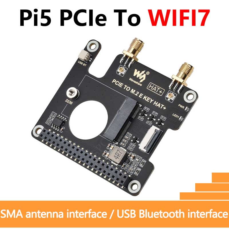 Raspberry Pi 5 PCIe To M.2 E KEY NGFF WIFI7 WIFI6 For BE200/AX210/AX200/RTL8822CE