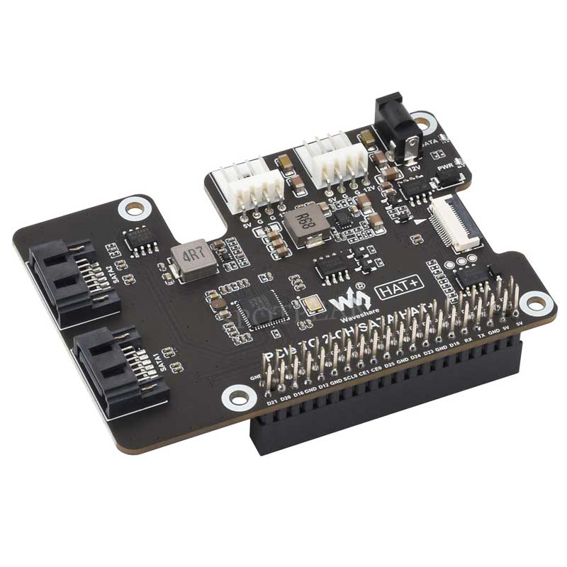 Raspberry Pi 5 PCIe to SATA Expansion Board with EEPROM HAT+