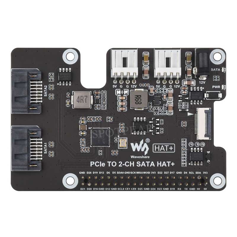 Raspberry Pi 5 PCIe to SATA Expansion Board with EEPROM HAT+