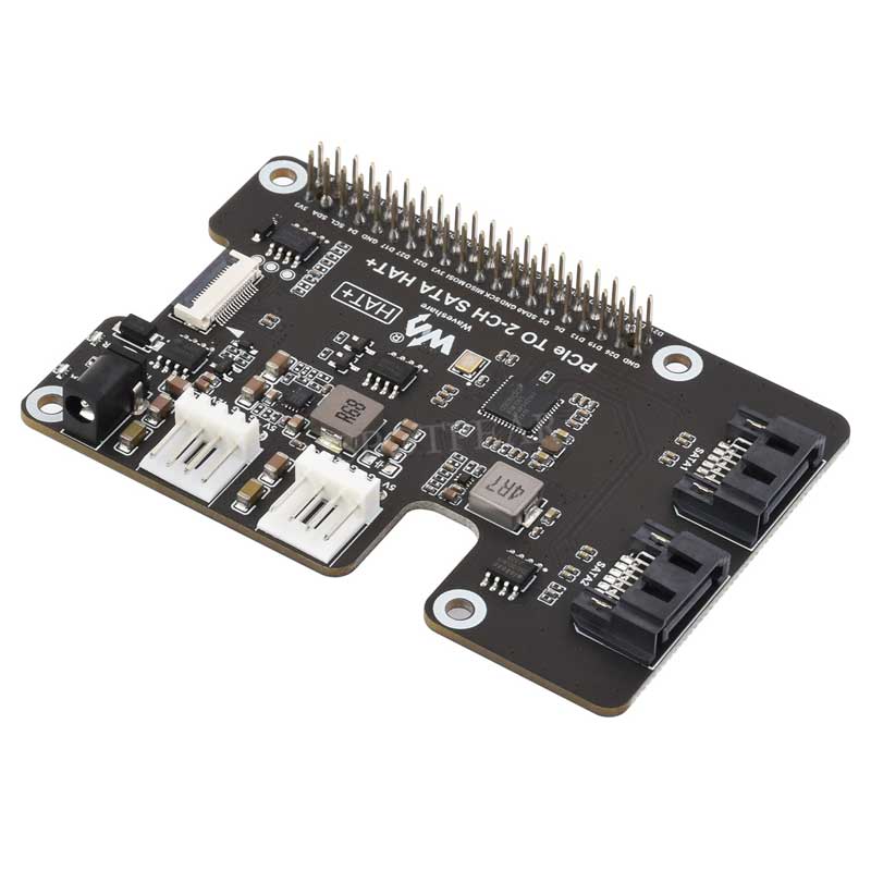 Raspberry Pi 5 PCIe to SATA Expansion Board with EEPROM HAT+