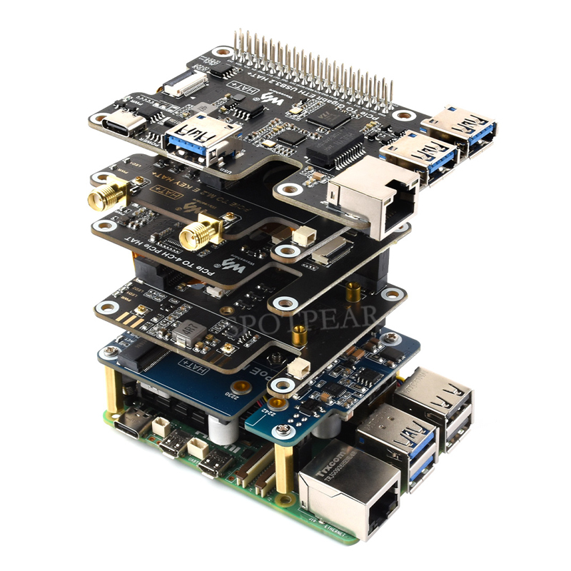 Raspberry Pi 5 PCIe to 4-CH PCIe FFC HAT Board Pi5 4 Channels