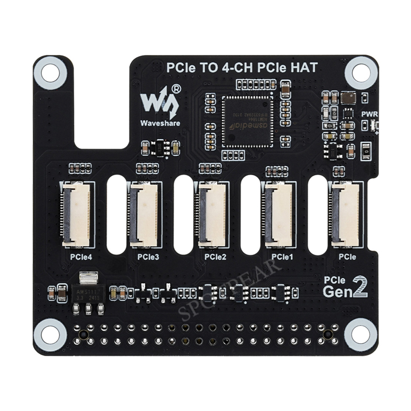 Raspberry Pi 5 PCIe to 4-CH PCIe FFC HAT Board Pi5 4 Channels