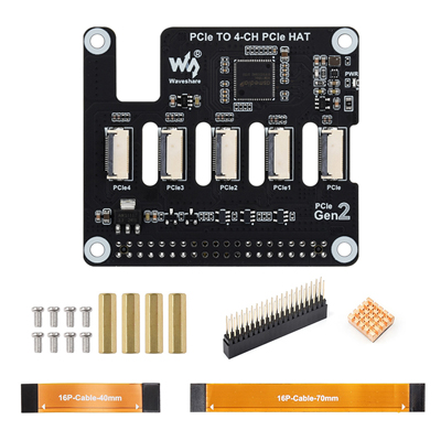 Raspberry Pi 5 PCIe to 4-CH PCIe FFC HAT Board Pi5 4 Channels