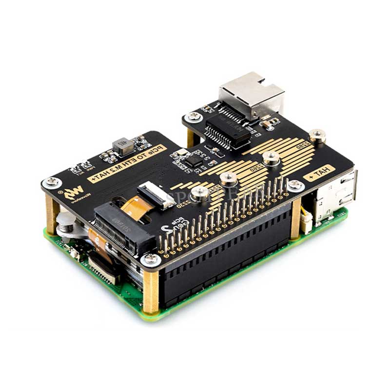 Raspberry Pi 5 PCIe to M.2 NVME SSD And Gigabit Ethernet RJ45 HAT RTL8111H M_KEY For 2230/2242/2260/2280