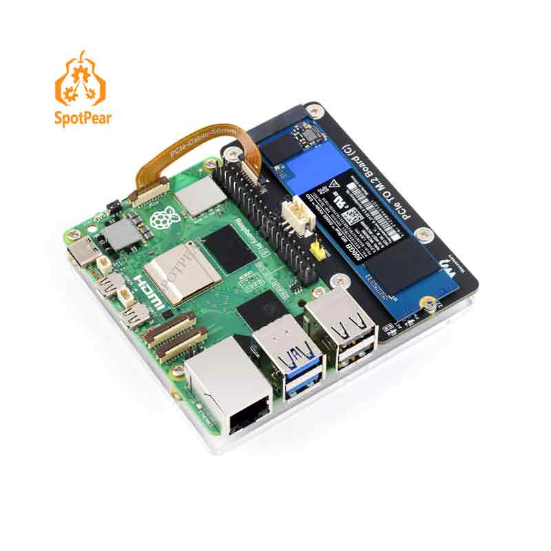 Raspberry Pi 5 PCIe to M.2 NVMe SSD Adapter Board C HAT Pi5-PCIe-2280-2242-2230