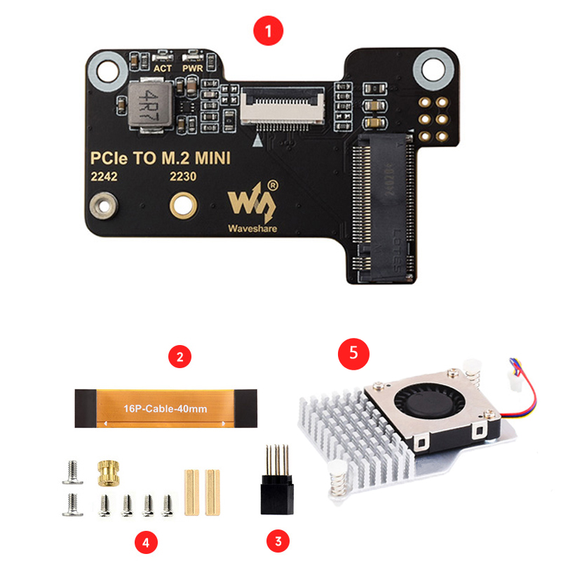 Raspberry Pi5 PCIe TO M.2 MINI Support Gen2 and Gen3 SSD Compatible 2230 2242