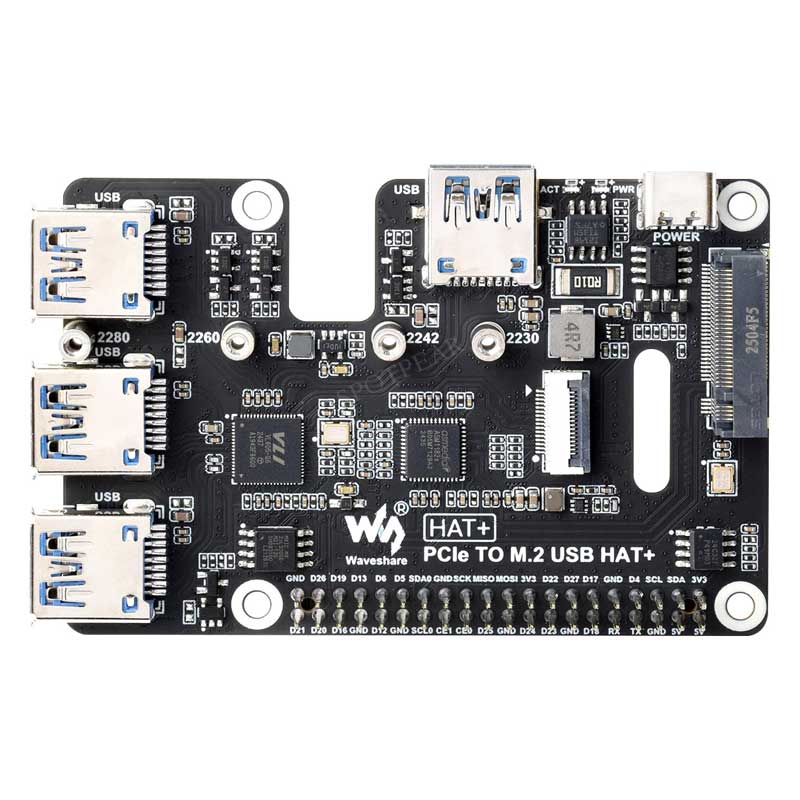 Raspberry Pi 5 PCIe to USB Gen1 HUB and M.2 NVMe SSD PI5 Expansion board HAT+