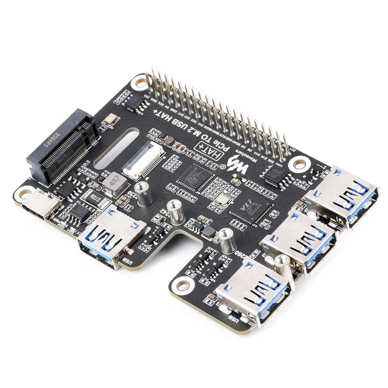 Raspberry Pi 5 PCIe to USB Gen1 HUB and M.2 NVMe SSD PI5 Expansion board HAT+