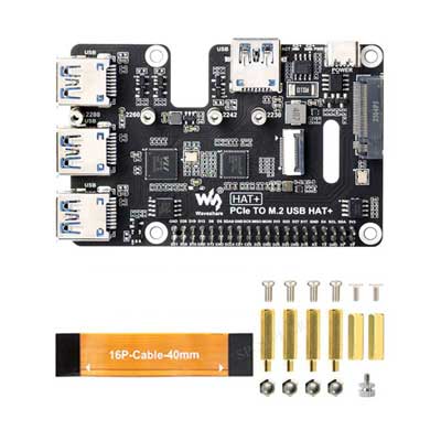 Raspberry Pi 5 PCIe to USB Gen1 HUB and M.2 NVMe SSD PI5 Expansion board HAT+