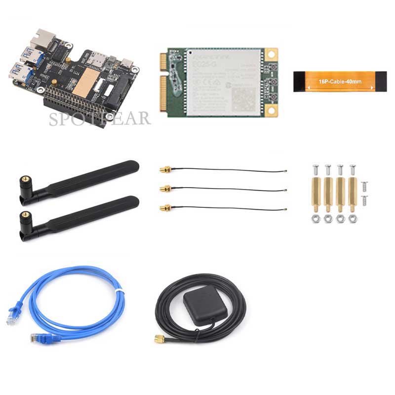 Rasberry Pi 5 PCIe TO MiniPCIe 4G Gigabit Ethernet RJ45 USB HUB HAT+ SIM7600G-H/EG25-G