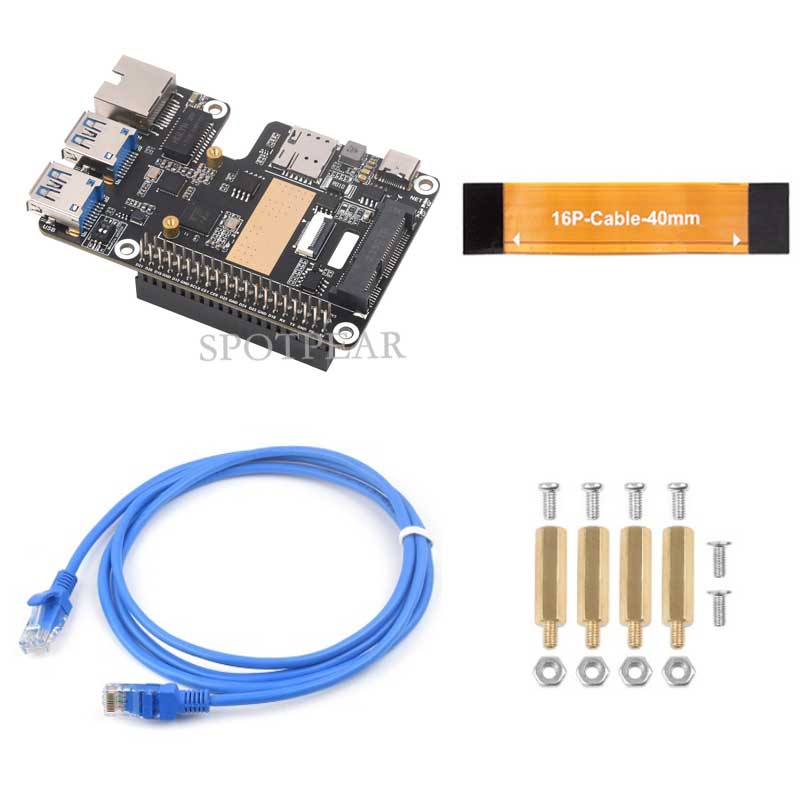 Rasberry Pi 5 PCIe TO MiniPCIe 4G Gigabit Ethernet RJ45 USB HUB HAT+ SIM7600G-H/EG25-G