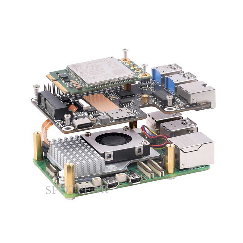 Rasberry Pi 5 PCIe TO MiniPCIe 4G Gigabit Ethernet RJ45 USB HUB HAT+ SIM7600G-H/EG25-G