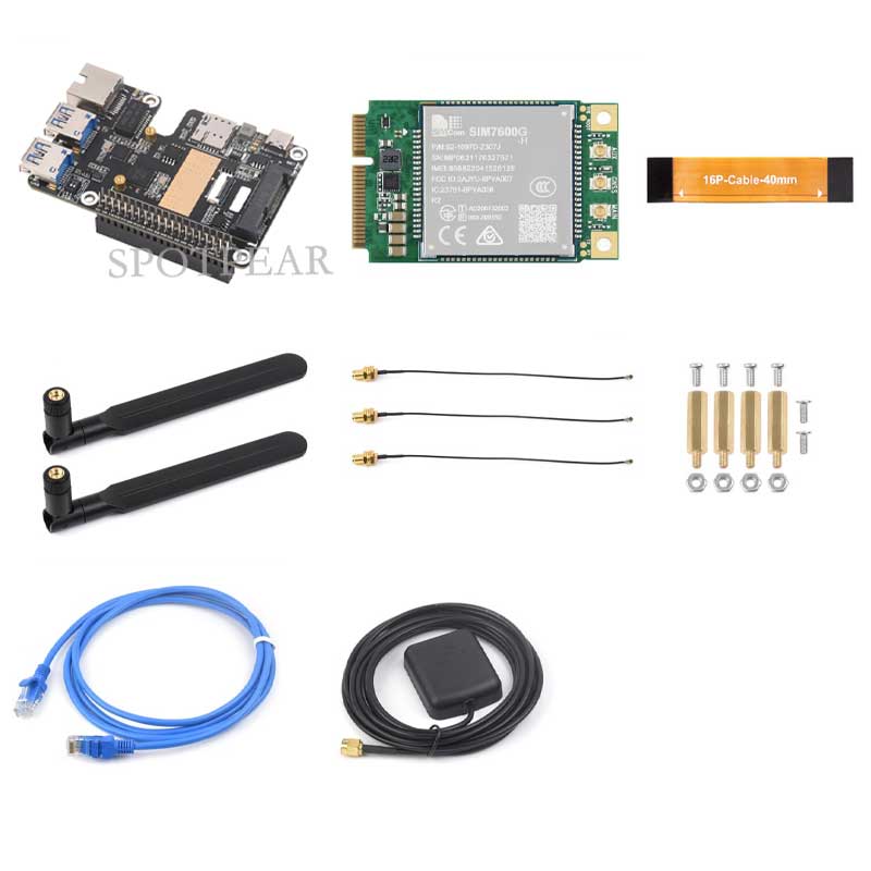 Rasberry Pi 5 PCIe TO MiniPCIe 4G Gigabit Ethernet RJ45 USB HUB HAT+ SIM7600G-H/EG25-G