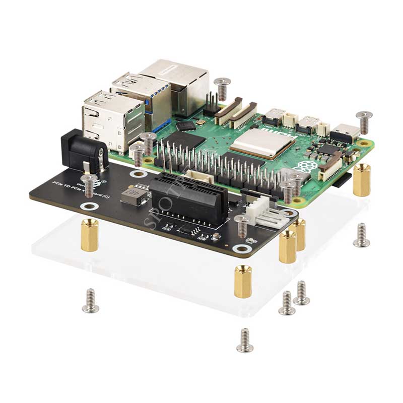 Raspberry Pi 5 PCIe FFC Connector to Standard PCIe x1 Slot (C) Expansion Board