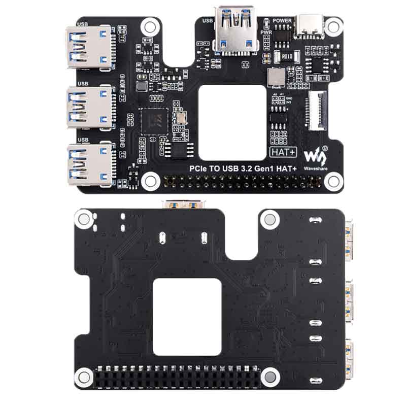 Raspberry Pi 5 PCIe To USB HUB 3.2 Gen1 Pi5 HAT+ 4 High Speed USB