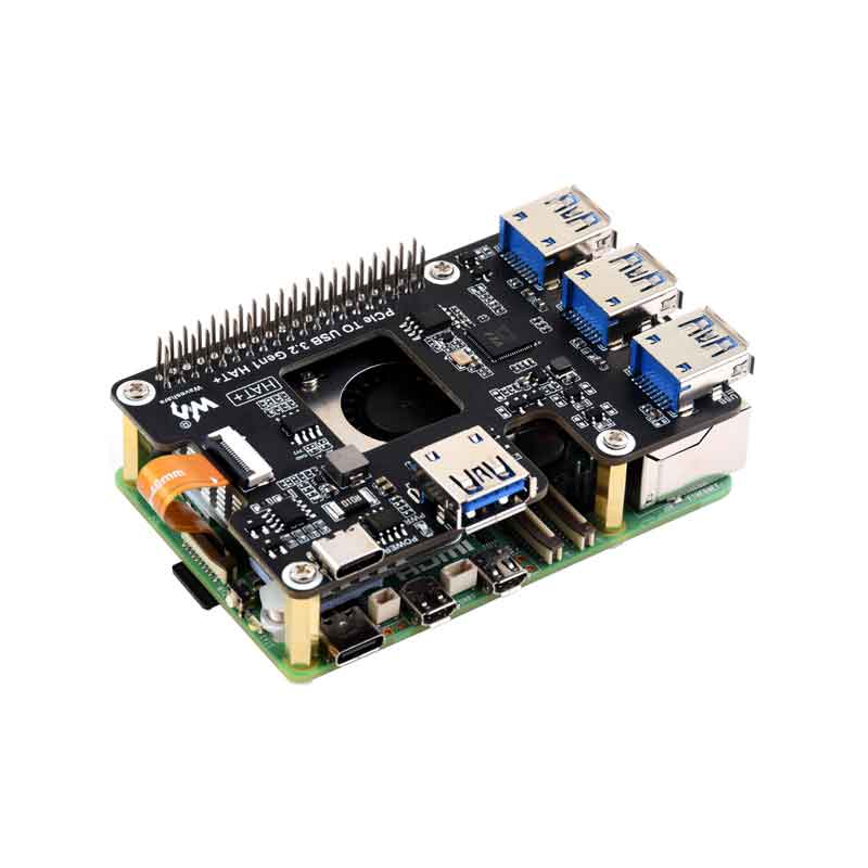 Raspberry Pi 5 PCIe To USB HUB 3.2 Gen1 Pi5 HAT+ 4 High Speed USB