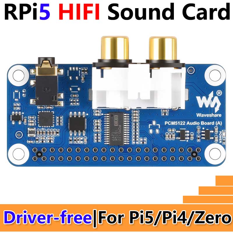Raspberry Pi PCM5122 I2S DAC HIFI Sound Card DAC Audio expansion Board Free-Driver For PI5/PI4/Zero